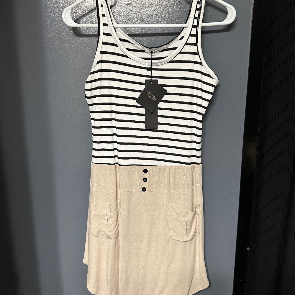 Nwt- stripe top summer dress with tan bottom